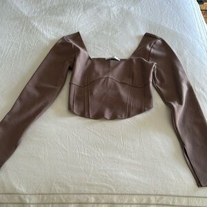 Abercrombie brown long sleeve corset top size M NEVER WORN